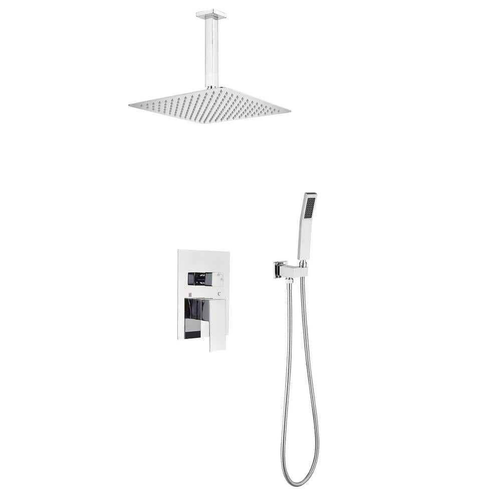 Shower Faucets Sets 2-Spray Ceiling Mount 12 in. Wall Bar Shower Kit with H