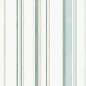 Smart Stripes 3 Green/Beige/White Casual Stripe Matte Finish Non-Pasted Vinyl on Non-Woven Wallpaper Sample