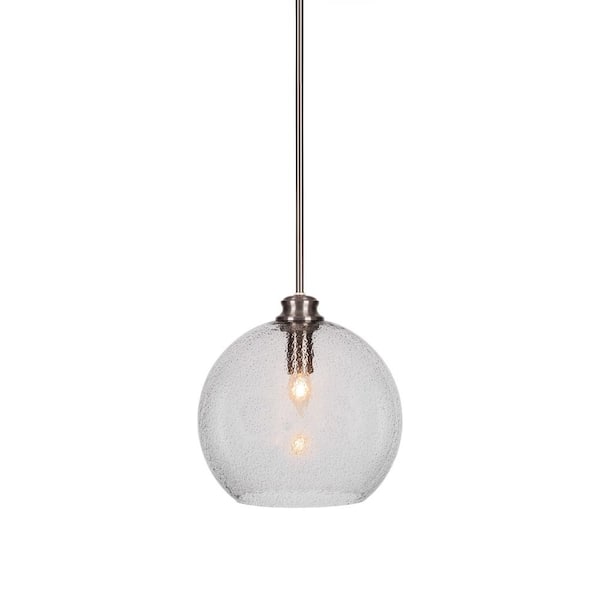 Unbranded Langdale 60-Watt 1-Light Brushed Nickel Shaded Mini Pendant Light with Glass Shade