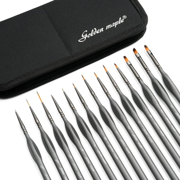 KIWDZFU 13-Pcs Miniature Paint Brushes Set for Fine Detail Acrylic Watercolor Oil Models Grey