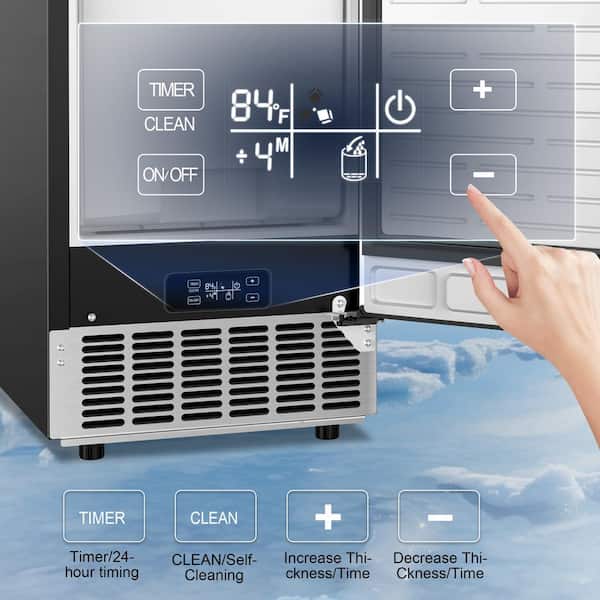 Kndko Commercial Ice Maker Machine, 100 Lbs/24H, Stainless Steel Ice