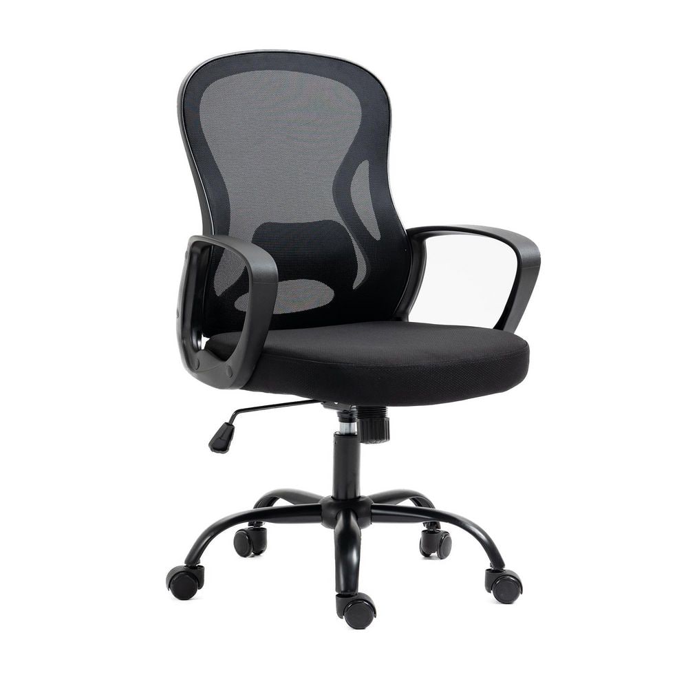 Modern Black Mesh Wide Seat Rolling Drafting Chair with Back Support