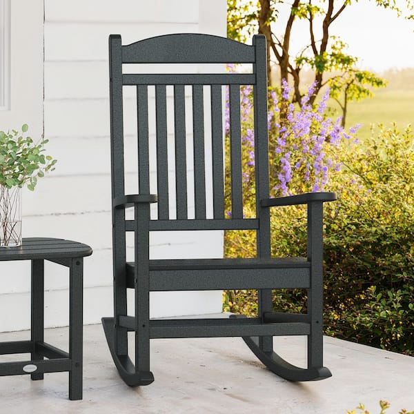 Grant Park Black Plastic Outdoor Rocking Chair