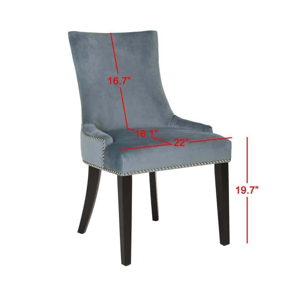 Elegant Blue Velvet Upholstered Side Chair with Silver Nailhead Trim