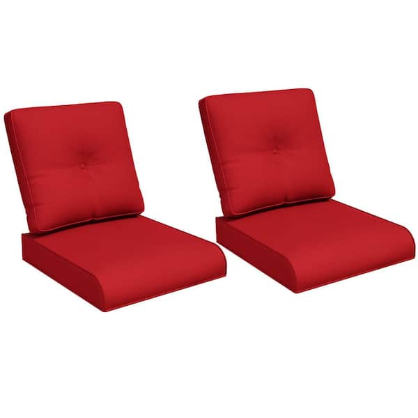 JOYSIDE 22 in. x 24 in. 2-Piece Outdoor Patio Replacement Cushion Outdoor Lounge Chair Cushion in Red