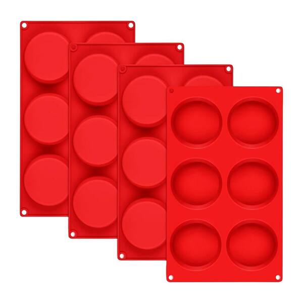 Silicone 3 Inch Round Nonstick Muffin Top Baking Pan Food Grade Egg Mold with Easy Release 4 Pack