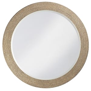 Large Round Champagne Silver Leaf Beveled Glass Art Deco Mirror (42 in. H x 42 in. W)