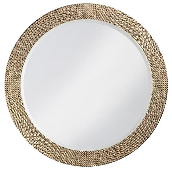 Marley Forrest Large Round Champagne Silver Leaf Beveled Glass Art Deco Mirror (42 in. H x 42 in. W)