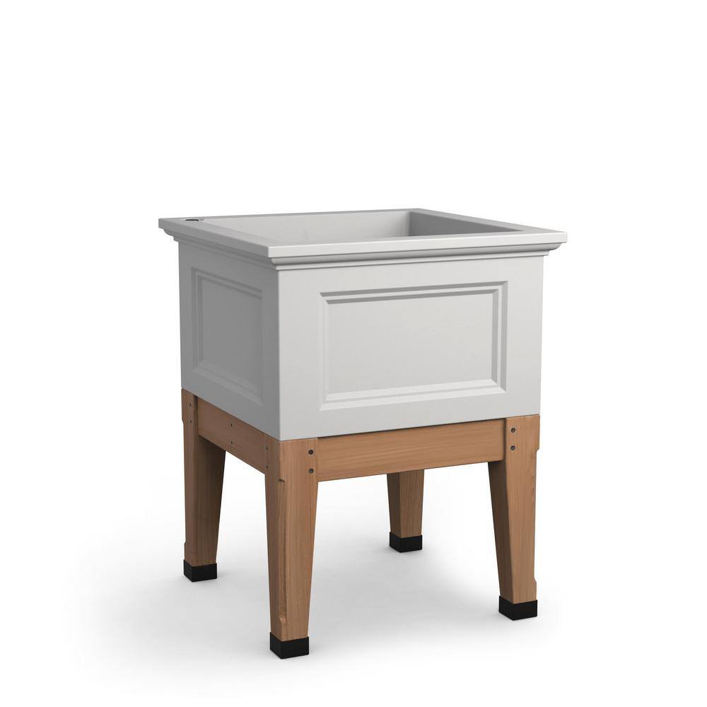 Fairfield 24x24 White Plastic and Wood Elevated Garden Bed