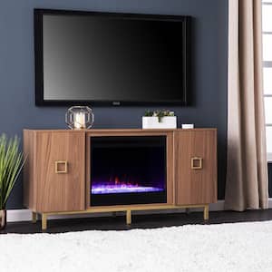 Yorkville 54 in. Freestanding Wooden Electric Color Changing Fireplace TV Stand in Natural