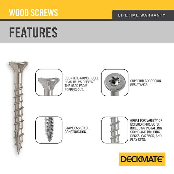 DECKMATE #8 x 1-5/8 in. Torx Flat-Head Stainless Steel Wood Deck Screws 5 lb.-Box (788-Piece)