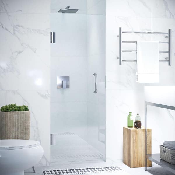 Passion Series 24 in. W x 70 in. H Hinged Frameless Shower Door in Polished Chrome with Clear Tempered Glass with Handle