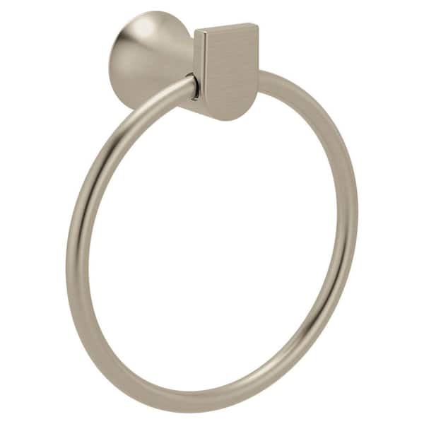 Genta LX Wall Mounted Round Towel Ring in Brushed Nickel