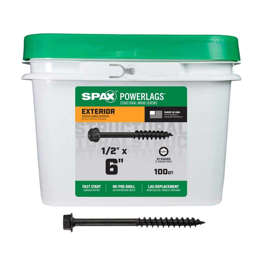 1/2 in. x 6 in. Black Powerlags XF Exterior 5/8 in. Hex Hex Head Structural Wood Lag Screws (100-Piece) price history on PriceWatchPro