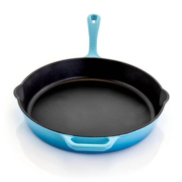 MegaChef 12 in. Cast Iron Nonstick Skillet in Blue 985112879M - The Home  Depot