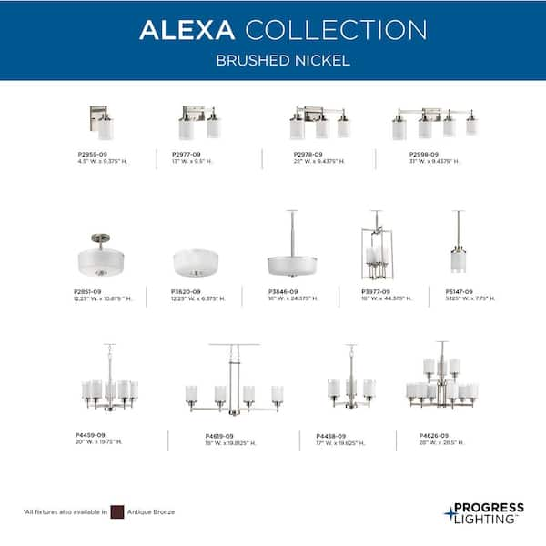 Progress Lighting Alexa Collection 9-Light Brushed Nickel Etched