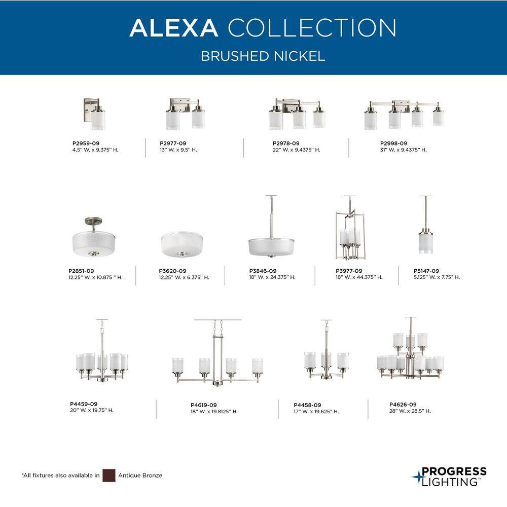Alexa Brushed Nickel 2-Light Flush Mount with Etched Linen Glass