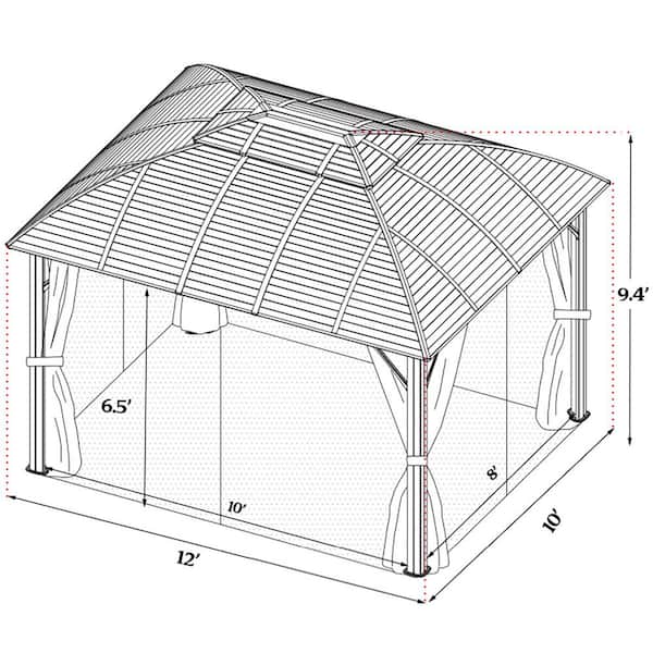 KOZYARD Odyssey 10ft.D x 9ft.H x 12ft.W Aluminum Hardtop