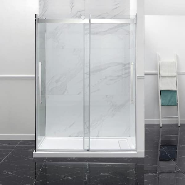 OVE Decors Montebello 59 in. x 78 3/4 in. Framed Corner Sliding Shower Door in Chrome with Handle