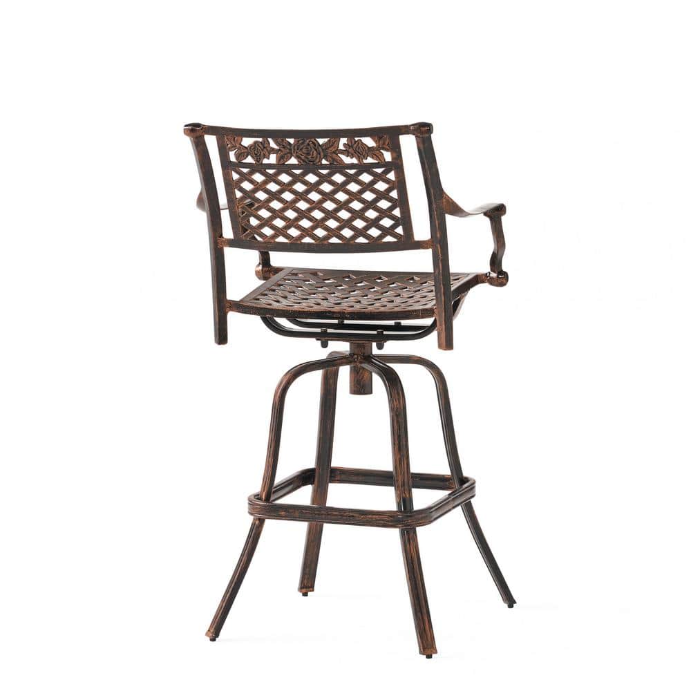 Sebastian Shiny Copper Cast Aluminum Swivel Bar Height Armchair