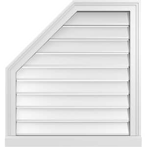 26 in. x 28 in. Octagonal Surface Mount PVC Gable Vent: Functional with Brickmould Sill Frame