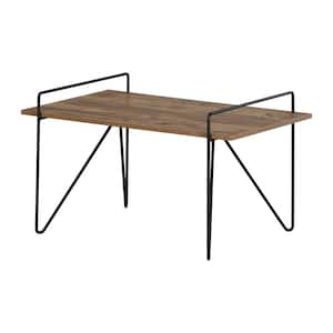 Slendel 31.5 in. Brown Oak Rectangle MDF Coffee Table with Metal Legs