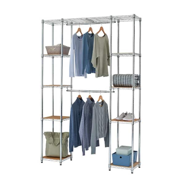 TRINITY 14 in. D x 76 in. W x 84 in. H Chrome Expandable Wire Closet System Organizer