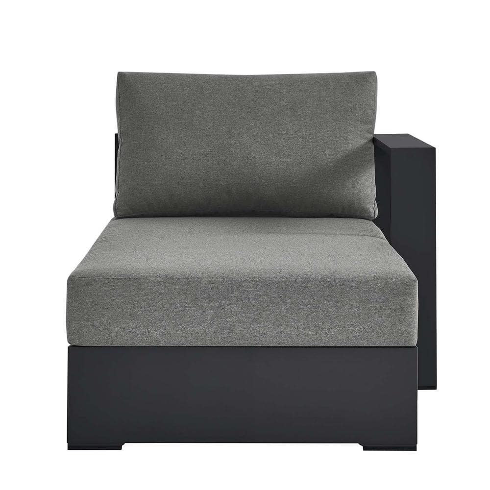 Gray Charcoal Aluminum Outdoor Left Arm Chaise Lounger