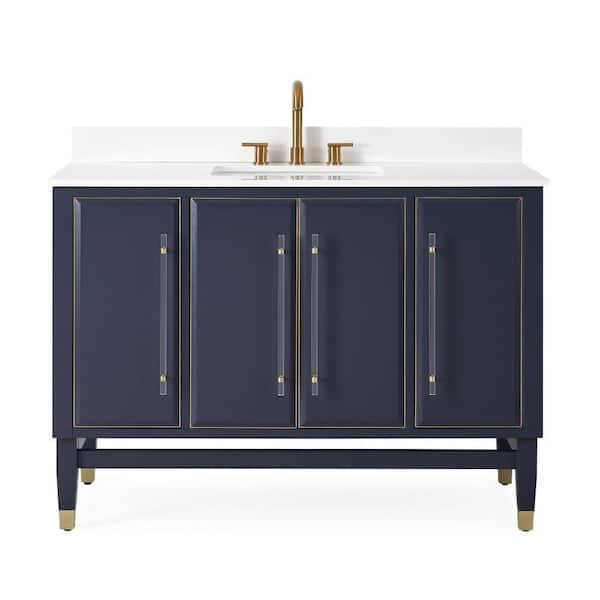 Unbranded Bertone 48 in. W x 22 in. D. x 35 in. H Quartz Vanity Top in White with White Rectangular Single Sink