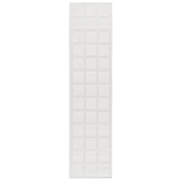 Stella Ivory 2 ft. x 8 ft. High-Low Tile Border Indoor/Outdoor Runner Rug