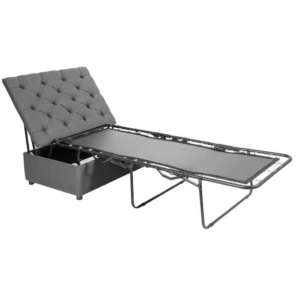 Costway Folding Ottoman Sleeper Bed with Twin Mattress Convertible Guest Bed Grey