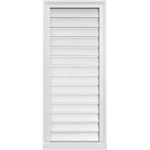 18 in. x 42 in. Vertical Surface Mount PVC Gable Vent: Functional with Brickmould Sill Frame