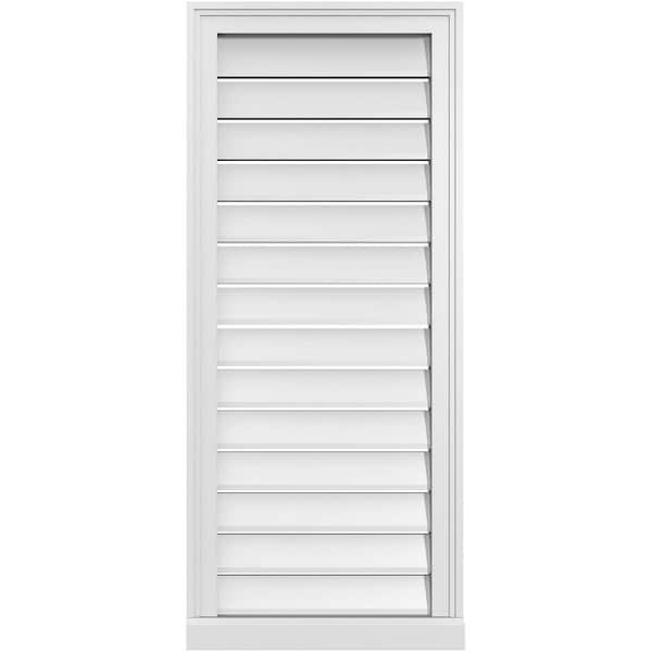 Ekena Millwork 18 in. x 42 in. Vertical Surface Mount PVC Gable Vent: Functional with Brickmould Sill Frame