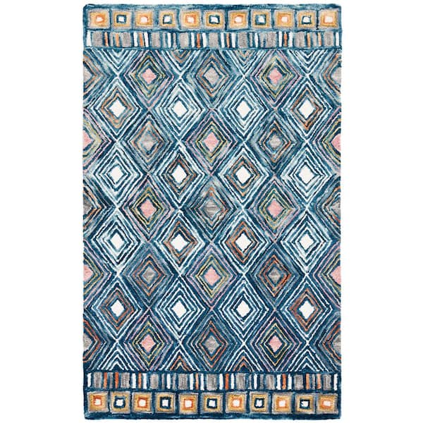 SAFAVIEH Aspen Blue/Gold 3 ft. x 5 ft. Bohemian Diamond Area Rug