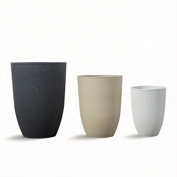 17 in. Top Dia x 22.6 in. H Gray PE Cone Outdoor Planter with Drainage Holes (2-Pack)