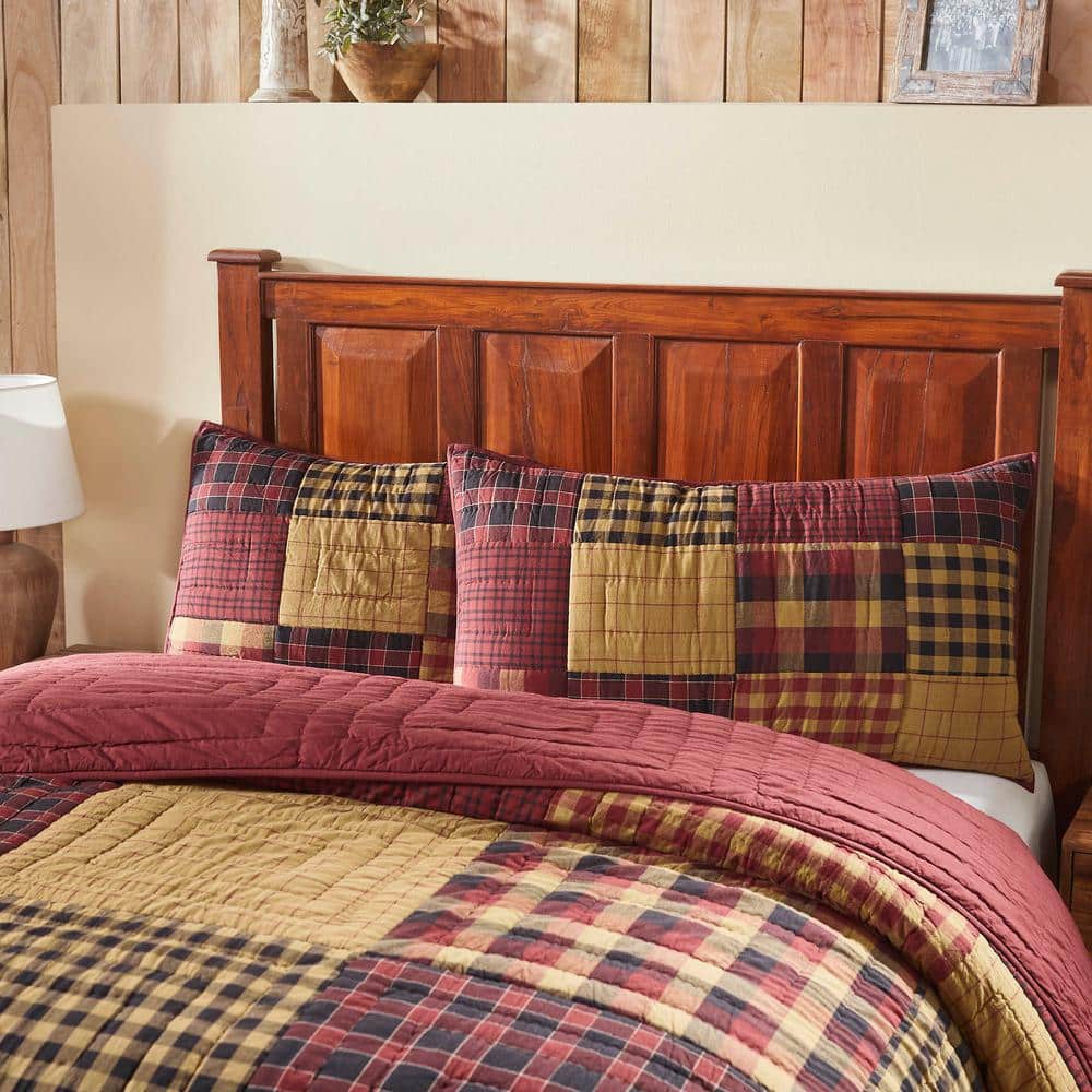 Connell King Burgundy Cotton Patchwork Quilted Sham