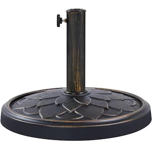 18 in. Heavy-Duty Iron Market Patio Umbrella Base Stand Bronze