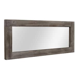 58 in. x 24 in. Rustic Rectangle Wide Framed Light Brown Wooden Wall Mirror