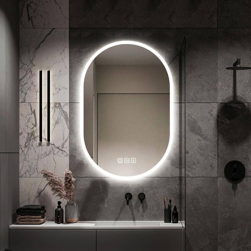 KINWELL 24 in. W x 36 in. H Oval Frameless LED Light Bathroom Vanity Mirror  UCM3099-6090 The Home Depot