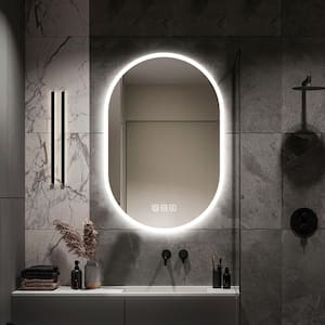 24 in. W x 36 in. H Oval Frameless LED Light Bathroom Vanity Mirror