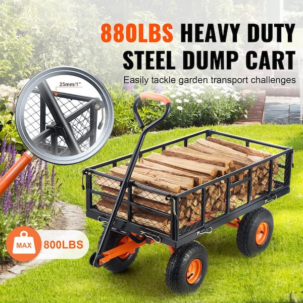 SVOPES Dump Cart 3.2 cu. ft. Metal Garden Cart Frame Dump