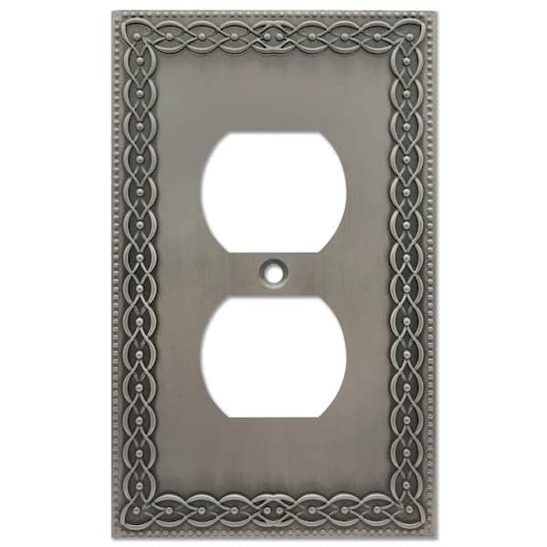 Hampton Bay Amelia Antique Nickel 1Gang Duplex Outlet Metal Wall Plate