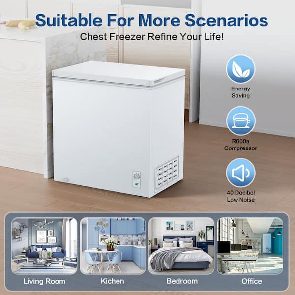33.19 in. 7 cu. ft. Manual Defrost Chest Freezer with Adjustable Temperature and Garage Ready in White