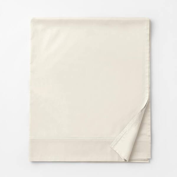 The Company Store Company Cotton Sateen Ivory Cotton King Flat Sheet