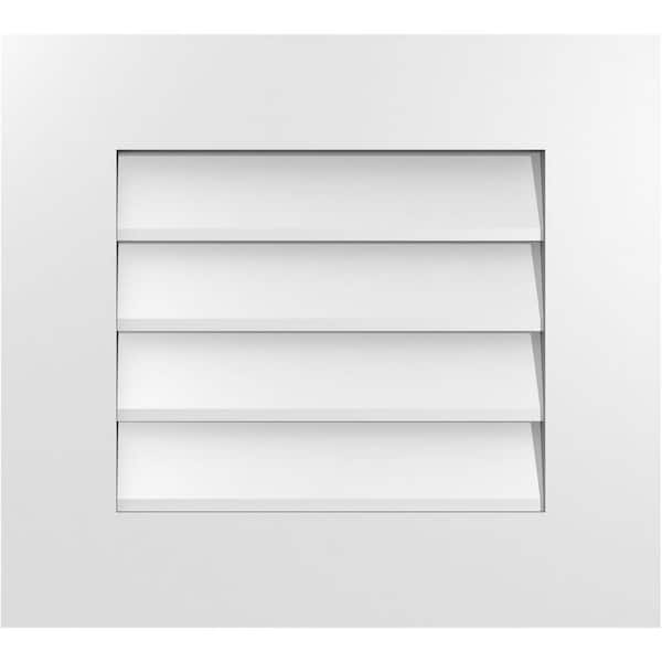 Ekena Millwork 20 in. x 18 in. Vertical Surface Mount PVC Gable Vent: Decorative with Standard Frame