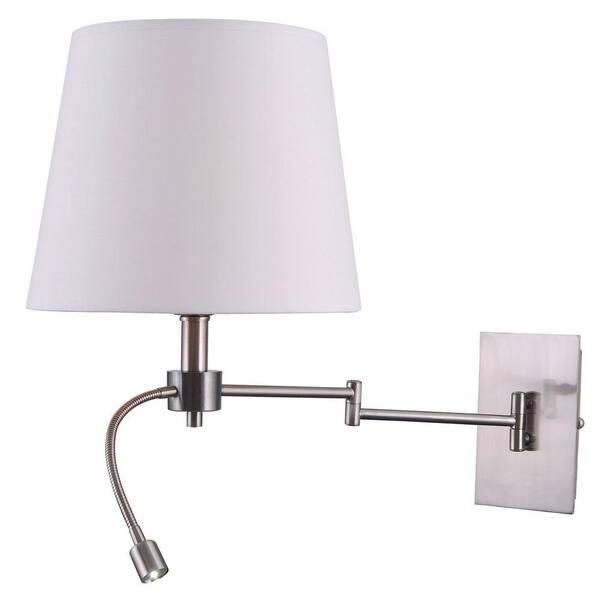 Kenroy Home Seymour 17 in. Brushed Steel Finish Wall Swing Arm Lamp with LED Gooseneck 1- Light-DISCONTINUED