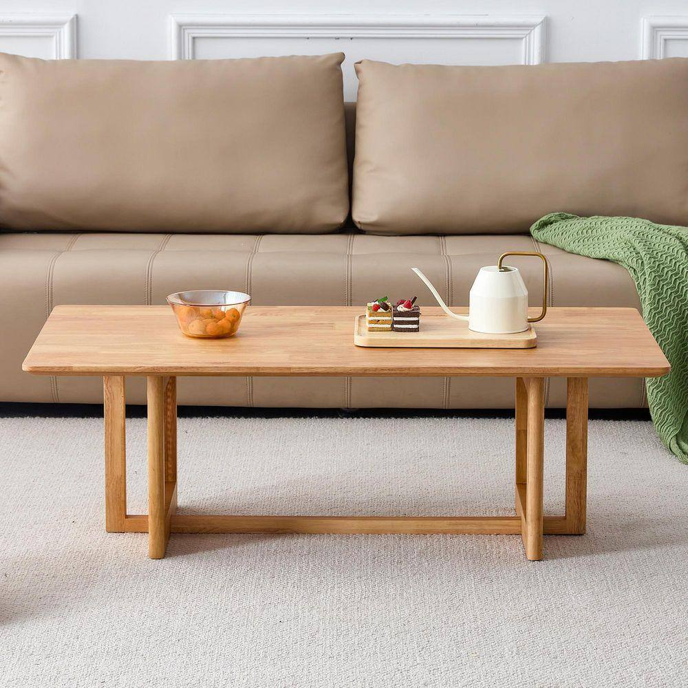 Natural Rectangular Wood Outdoor Coffee Table