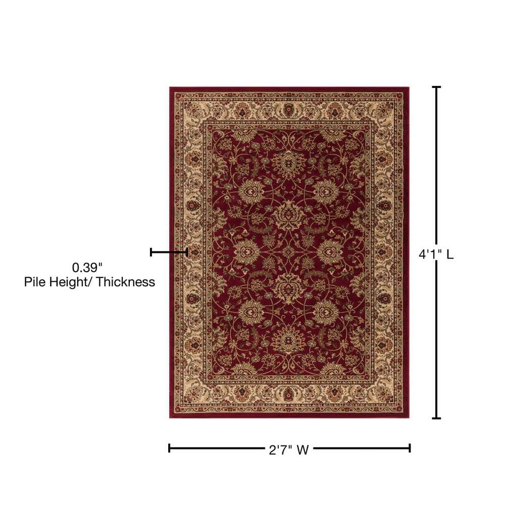 Handmade Red Synthetic Traditional Mahal Rug 2'7"x4'1"