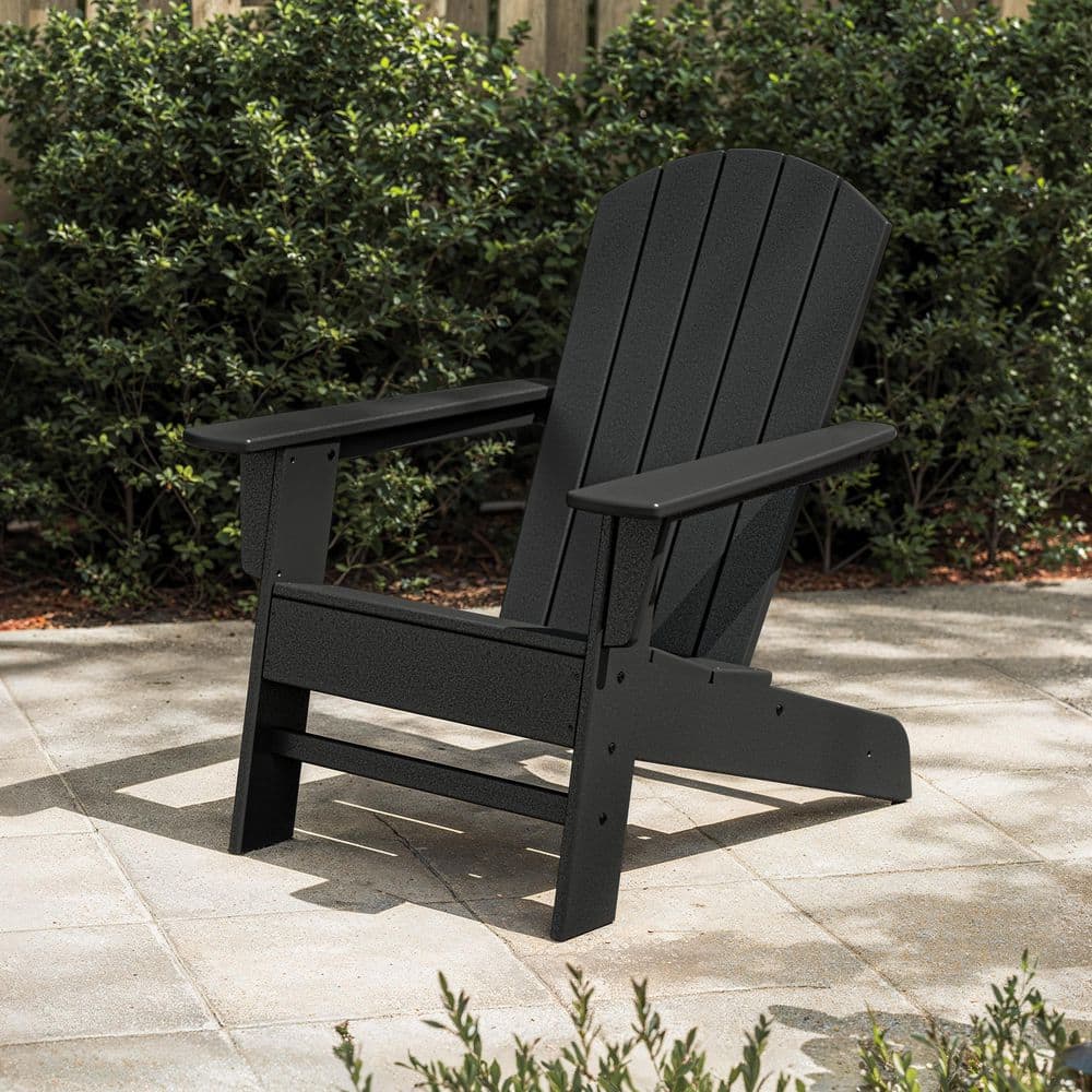 POLYWOOD Seabrook Adirondack Chair in Black OSA20-BL - The Home Depot