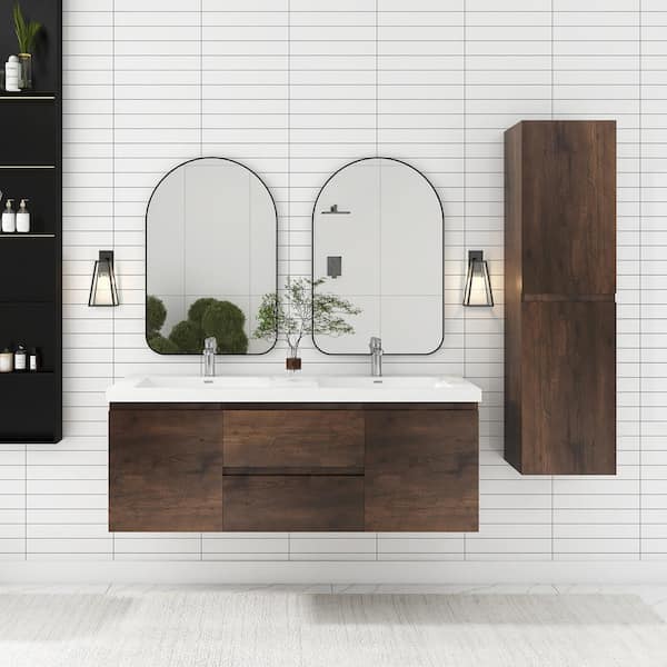 60 in. W x 20 in. D x 23 in. H Bathroom Storage Wall Cabinet in Rose Wood